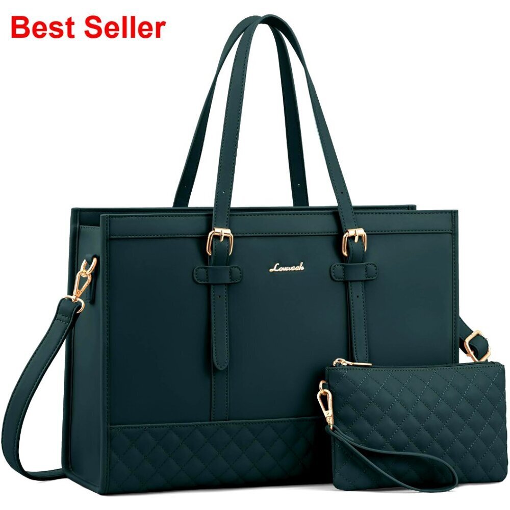 15.6 Inch Waterproof Laptop Tote Bag, Professional Work Briefcase with Clutch